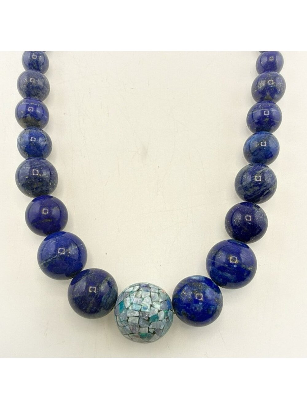 Jay King Necklace Lapis Lazuli Opal Mosaic Blue Graduated Sterling Silver 925